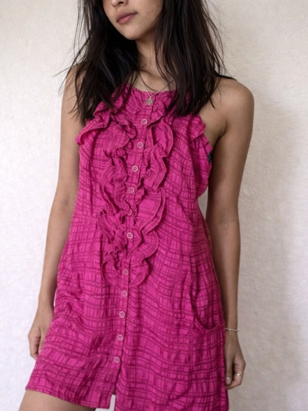 Nanette Lepore Pink Ruffle Front Sleeveless Dress‎ Size 2